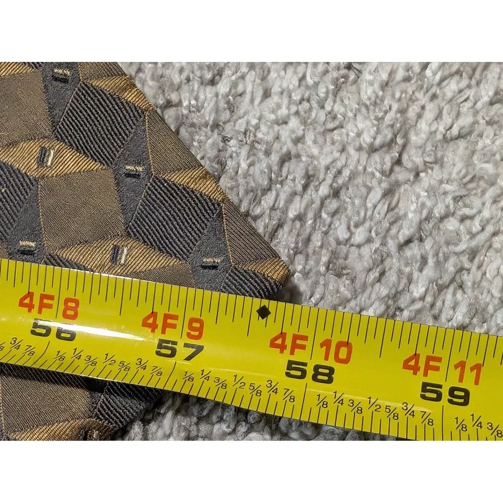 Bruno Piattelli Tie‎ Bronze Gold Geometric Silk Diamond Formal Business